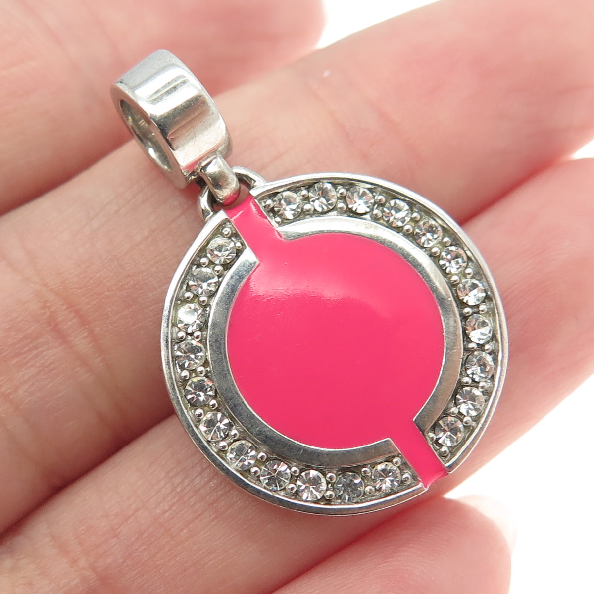 KIROCO JEWELRY 925 Sterling Silver Enamel & Rhinestone K-pay NFC Pendant