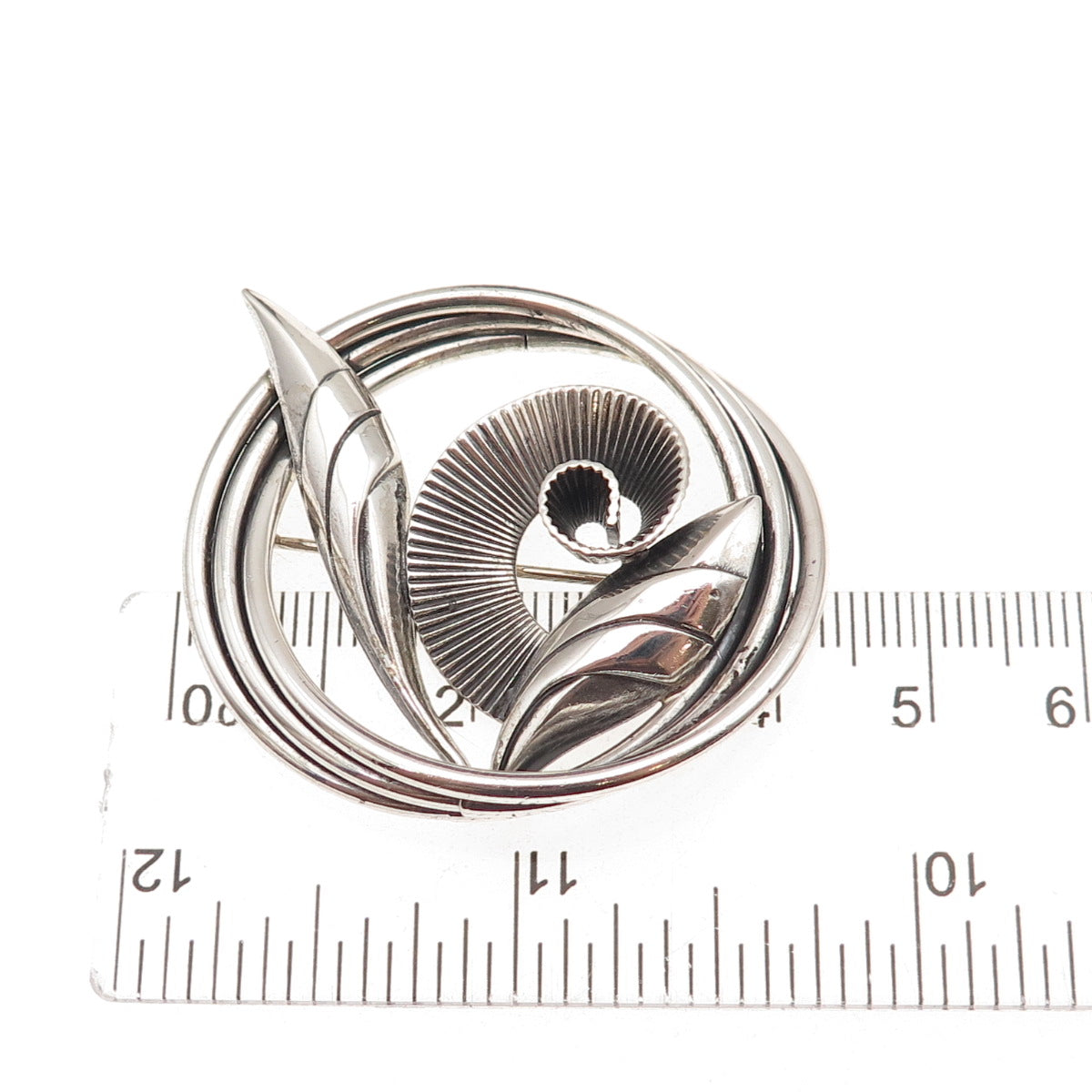 Danecraft 925 Sterling Silver Vintage Floral Oxidized Pin Brooch