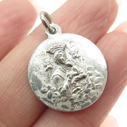 925 Sterling Silver Antique St. Gerard St. Mary & Baby Jesus Religious Pendant