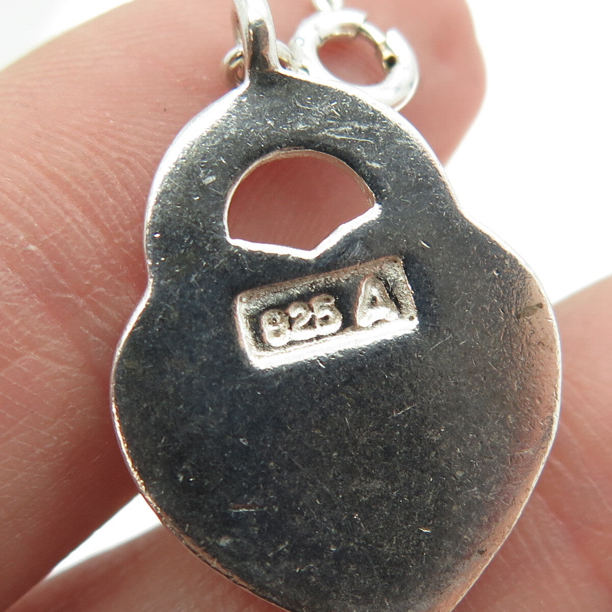 925 Sterling Silver Vintage Heart Lock Charm Pendant