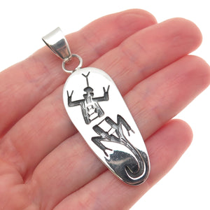925 Sterling Silver Vintage Mexico Lizard Oxidized Charm Pendant