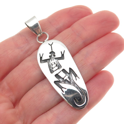 925 Sterling Silver Vintage Mexico Lizard Oxidized Charm Pendant