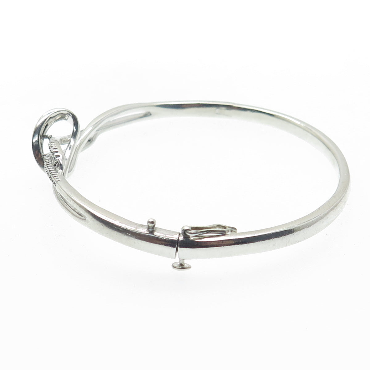 SUN Sterling Silver Real Round Tapered Baguette-Cut Diamond Bangle Bracelet 7.5"