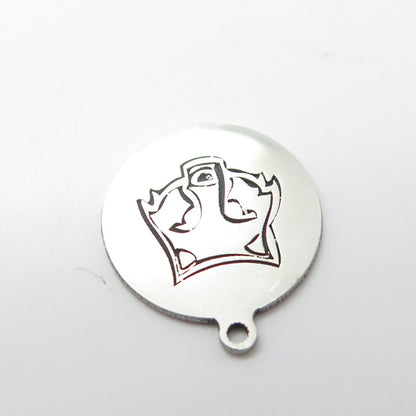 925 Sterling Silver USA Two In Town Wolf Charm Pendant