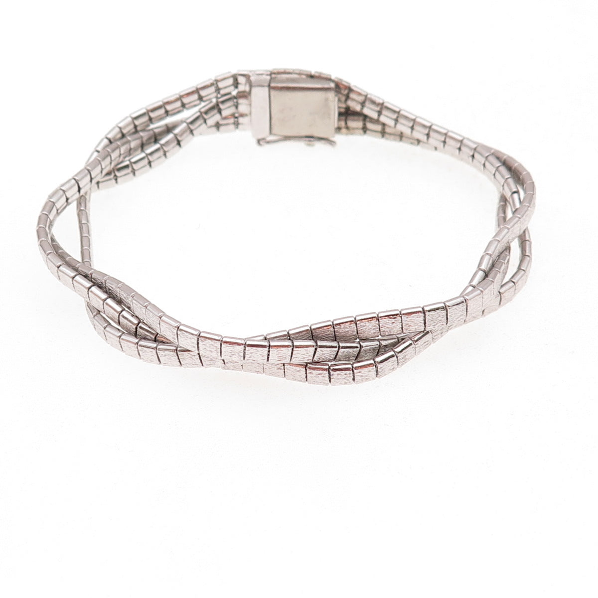 925 Sterling Silver Vintage Braided Link Bracelet 7"