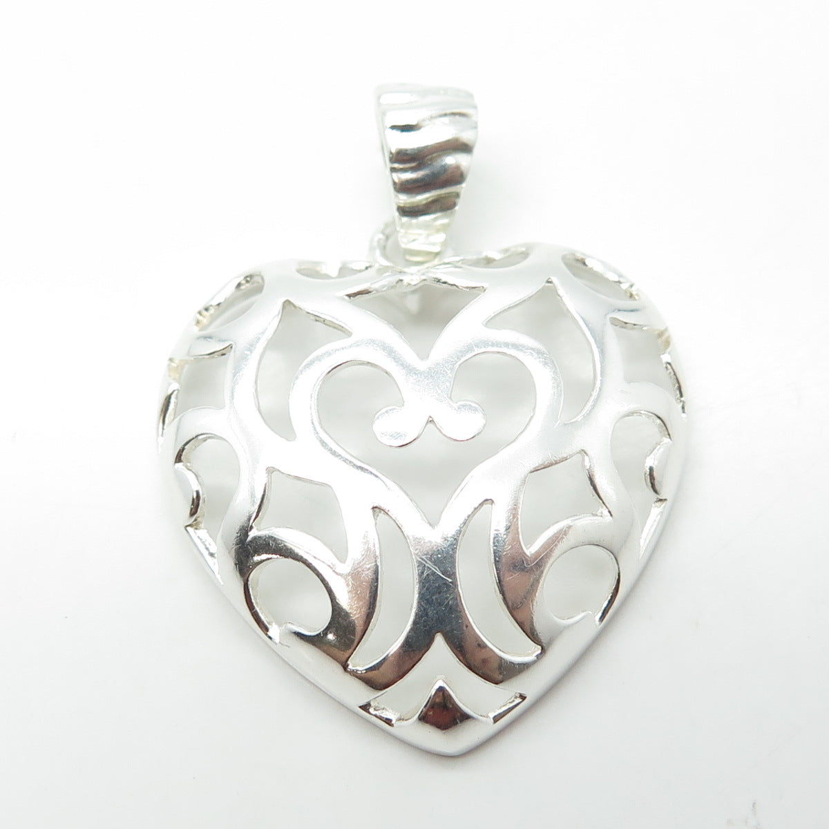 MILOR 925 Sterling Silver Vintage Italy Ornate Heart Pendant