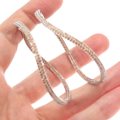 KLEO 925 Sterling Silver Round-Cut Cognac C Z In & Out Wavy Large Hoop Earrings