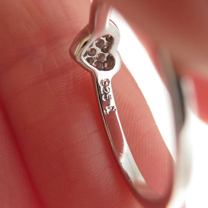 925 Sterling Silver Round-Cut C Z Heart Ring Size 7