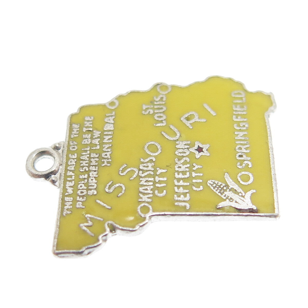 925 Sterling Silver Vintage Enamel Missouri State Map Minimalist Charm Pendant