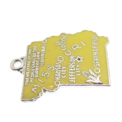 925 Sterling Silver Vintage Enamel Missouri State Map Minimalist Charm Pendant