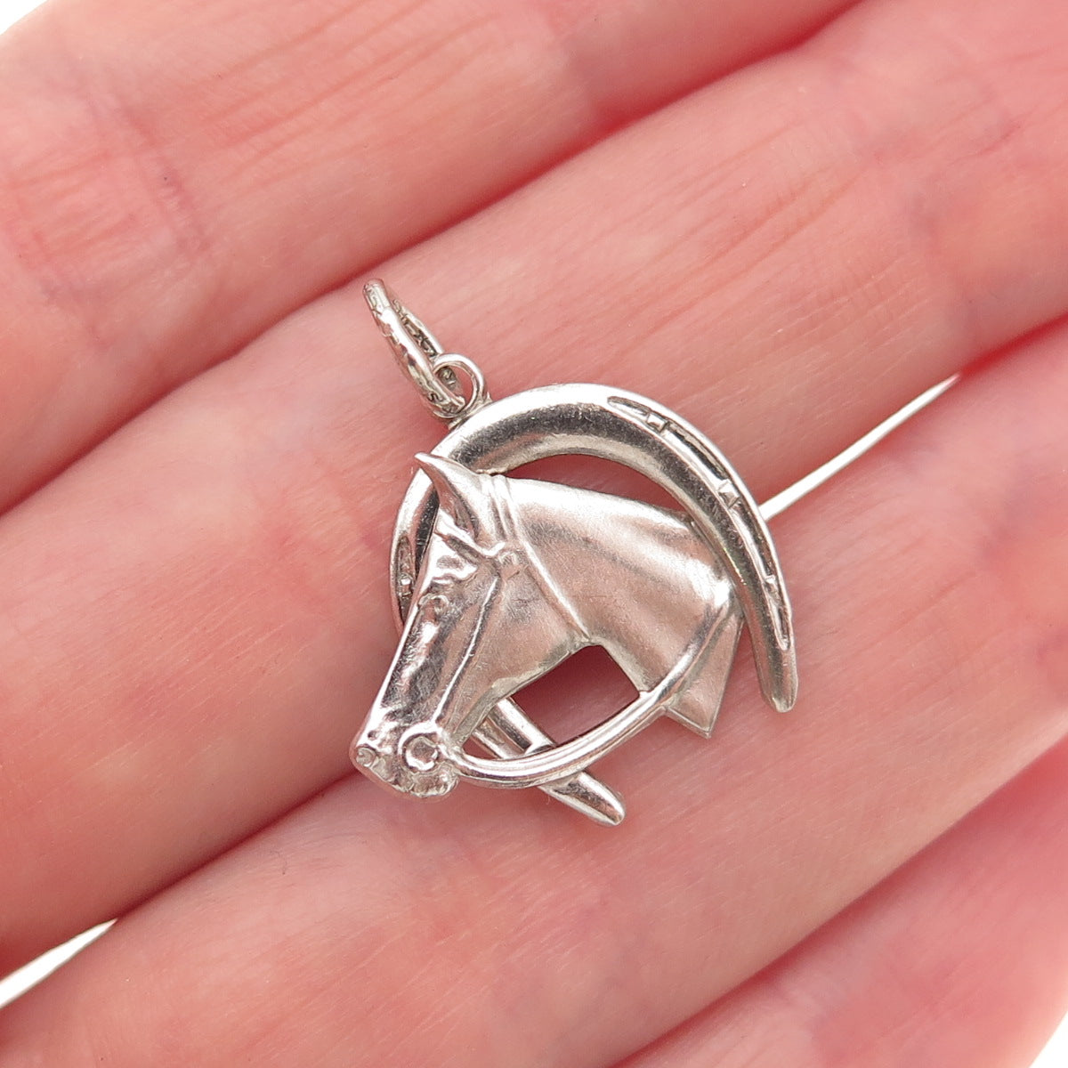 Carl Art Sterling Silver Antique Art Deco Horse & Horseshoe Mini Charm Pendant