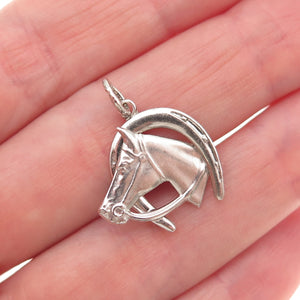 Carl Art Sterling Silver Antique Art Deco Horse & Horseshoe Mini Charm Pendant