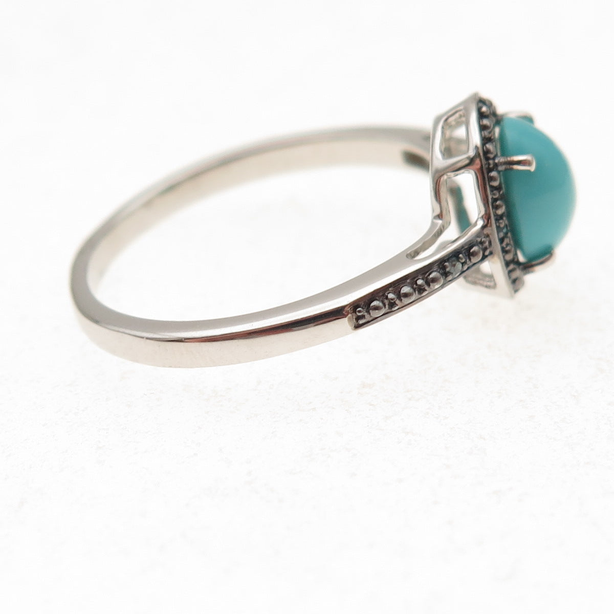925 Sterling Silver Real Blue Diamond & Sleeping Beauty Turquoise Ring Size 8