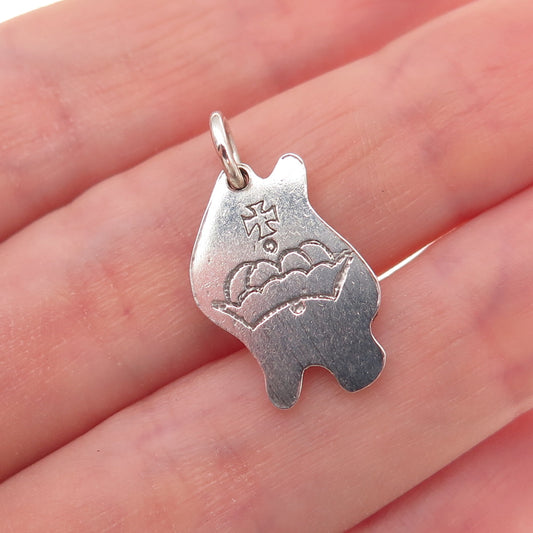 Sara Pfau 925 Sterling Silver Vintage Royal Crown & Cross Charm Pendant