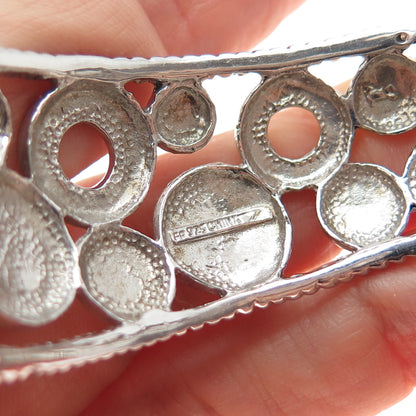 925 Sterling Silver Vintage Modernist Disc Adjustable Cuff Bracelet 7.5"