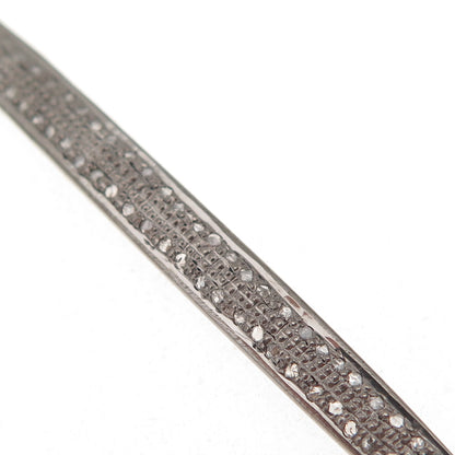 925 Sterling Silver Black Rhodium Real Round-Cut Diamond Long Pendant