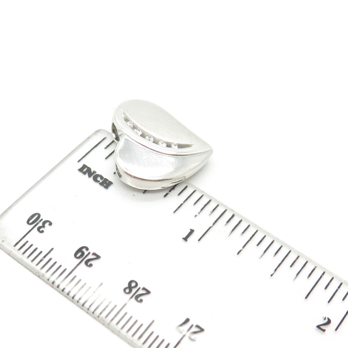 925 Sterling Silver C Z Heart Love Amulet Pendant