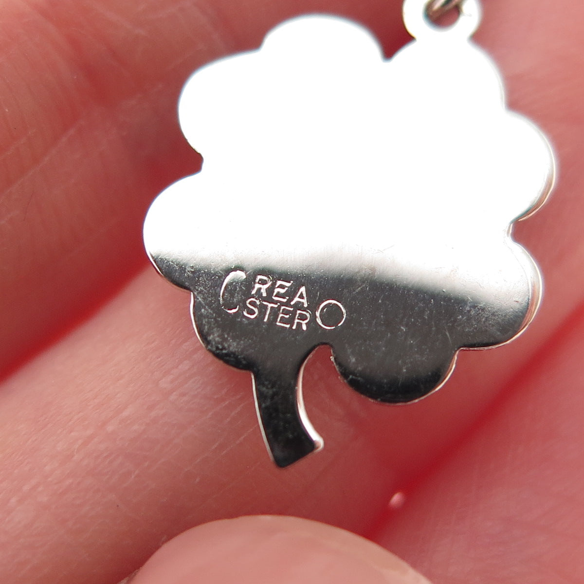 CREA 925 Sterling Silver Vintage Bermuda Clover Good Luck Mini Charm Pendant
