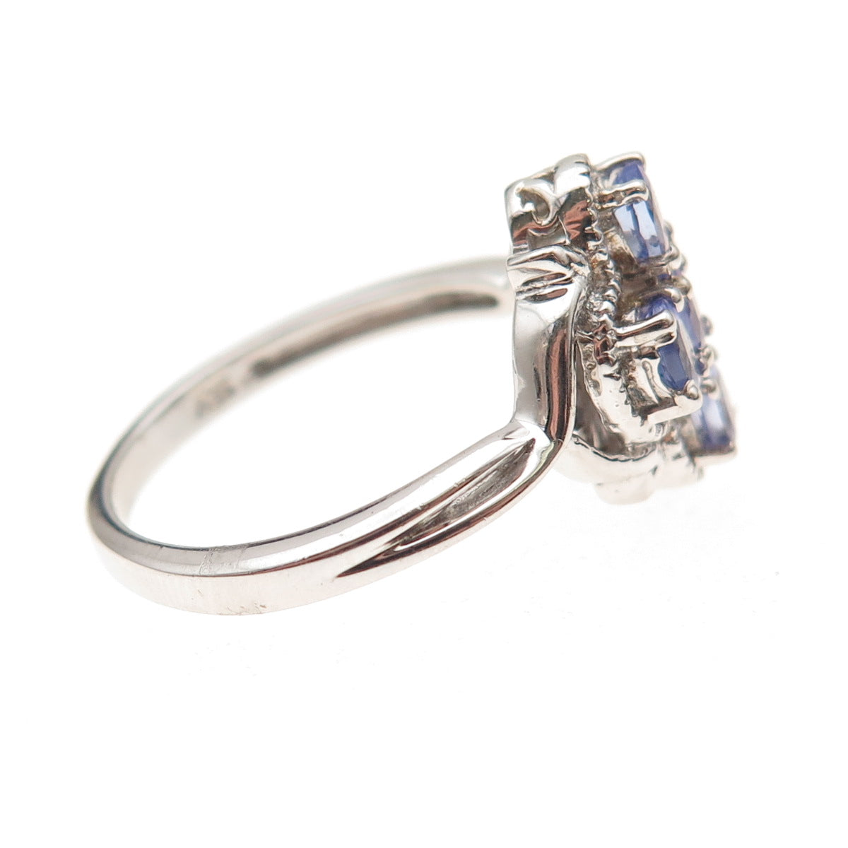 Chuck Clemency 925 Sterling Silver Real Oval-Cut Tanzanite Cross Ring Size 8.25
