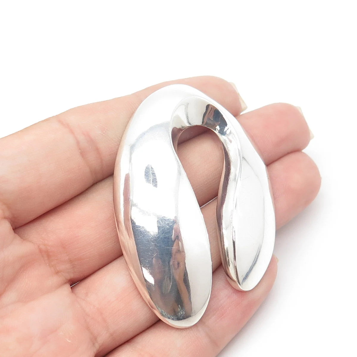 925 Sterling Silver Vintage Double Teardrop Modernist Pendant