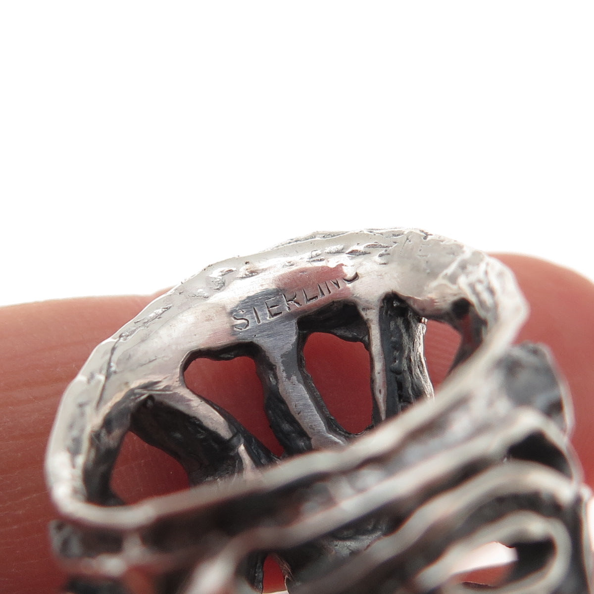 925 Sterling Silver Vintage Modernist Oxidized Ring Size 5.25