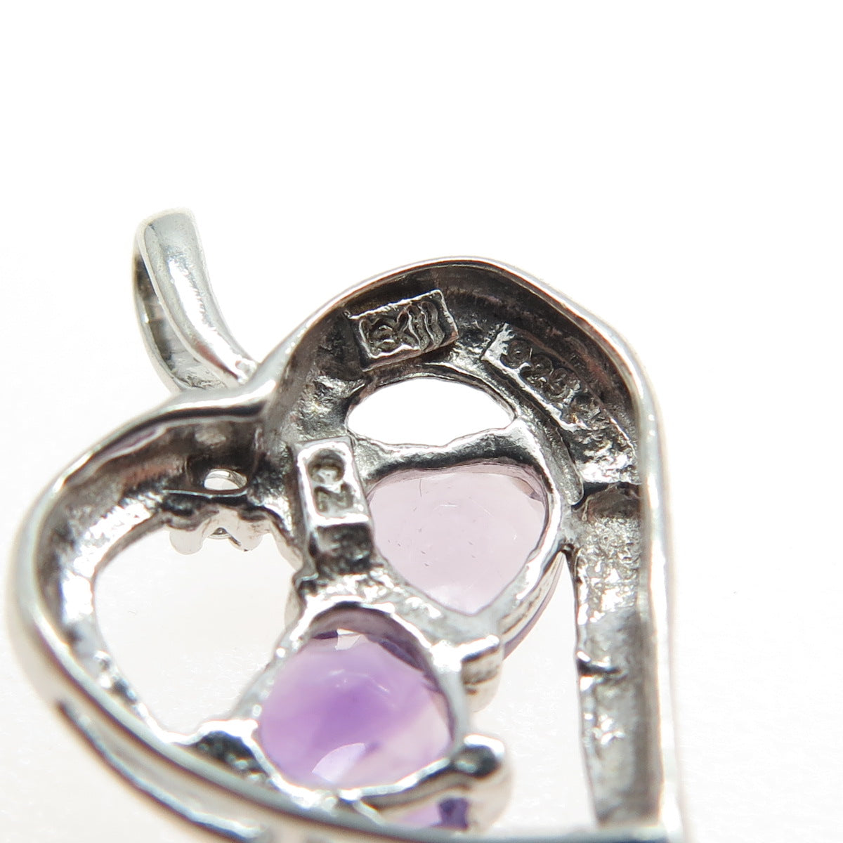 925 Sterling Silver Purple & Lavander-Color C Z  Heart Pendant