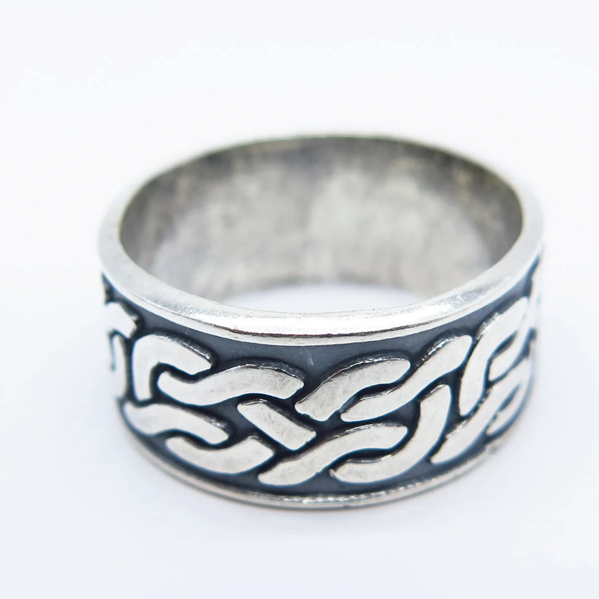 925 Sterling Silver Vintage Braided Band Ring Size 8.25