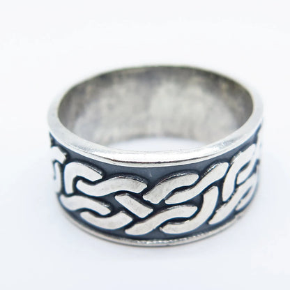925 Sterling Silver Vintage Braided Band Ring Size 8.25