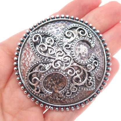CFJ Collins Fine 925 Sterling Silver Vintage Fleur de Lis Oxidized Slide Pendant