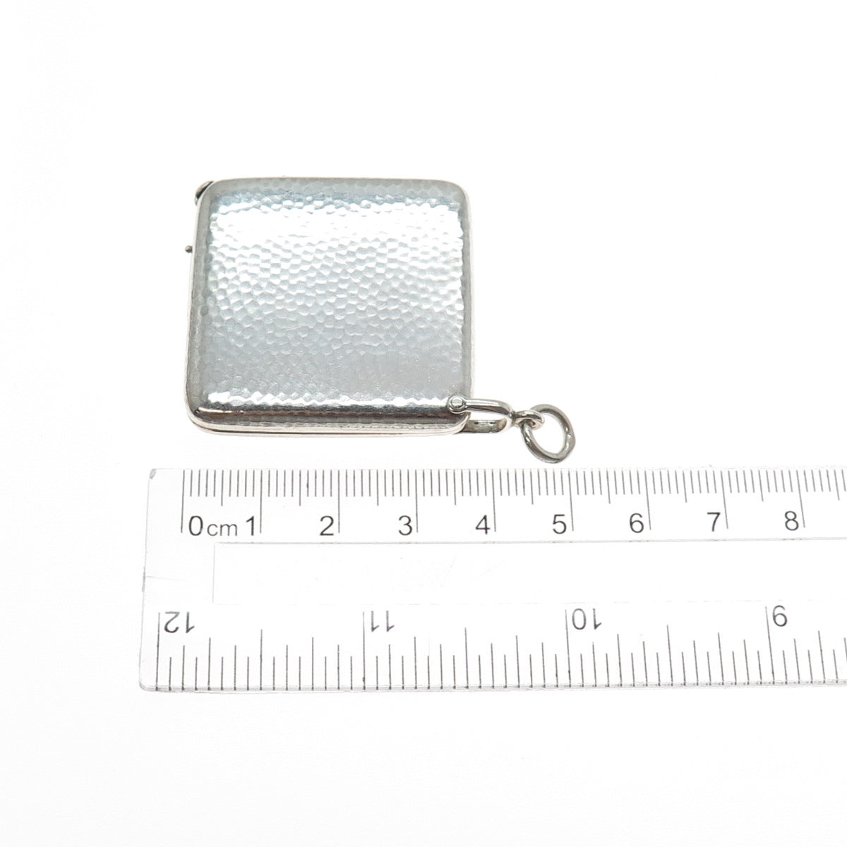 800 Silver Antique Art Deco European Hammered Slide Locket Chatelaine Pendant