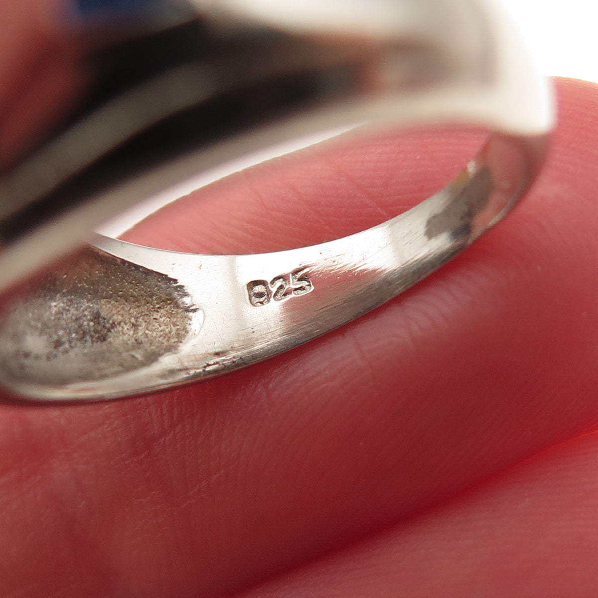 925 Sterling Silver Vintage Real Blue Topaz & C Z Modernist Ring Size 6.5