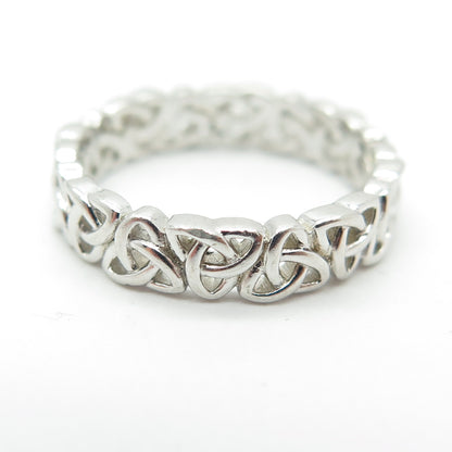 925 Sterling Silver Celtic Trinity Knot Link Band Ring Size 6.25