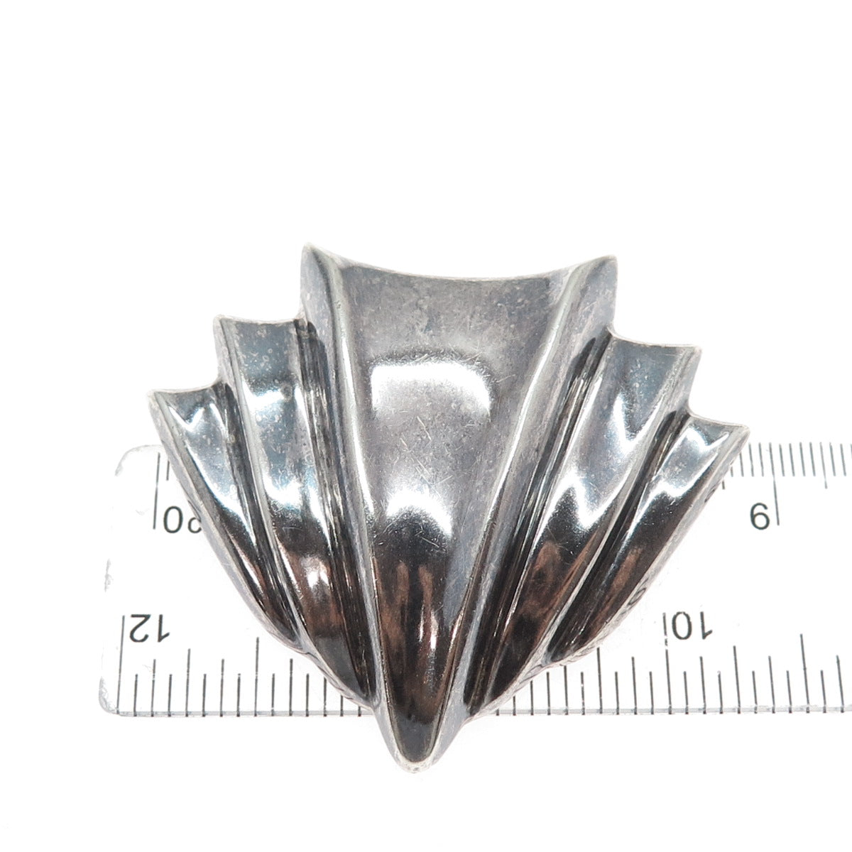 925 Sterling Silver Vintage Mexico Modernist Oxidized Pin Brooch / Pendant
