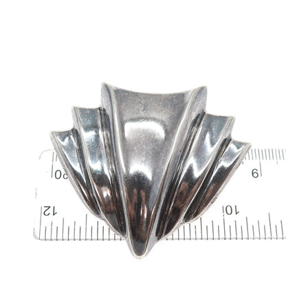 925 Sterling Silver Vintage Mexico Modernist Oxidized Pin Brooch / Pendant