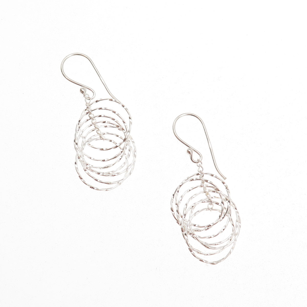 925 Sterling Silver Interlocked Circle Dangle Earrings