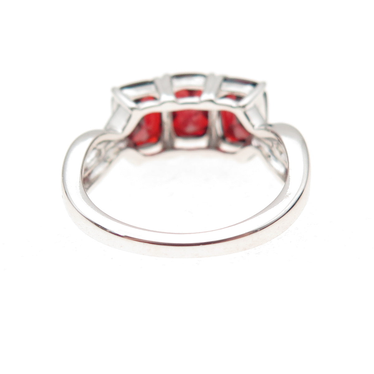 925 Sterling Silver Vintage Real Cushion-Cut Red Garnet Ring Size 6