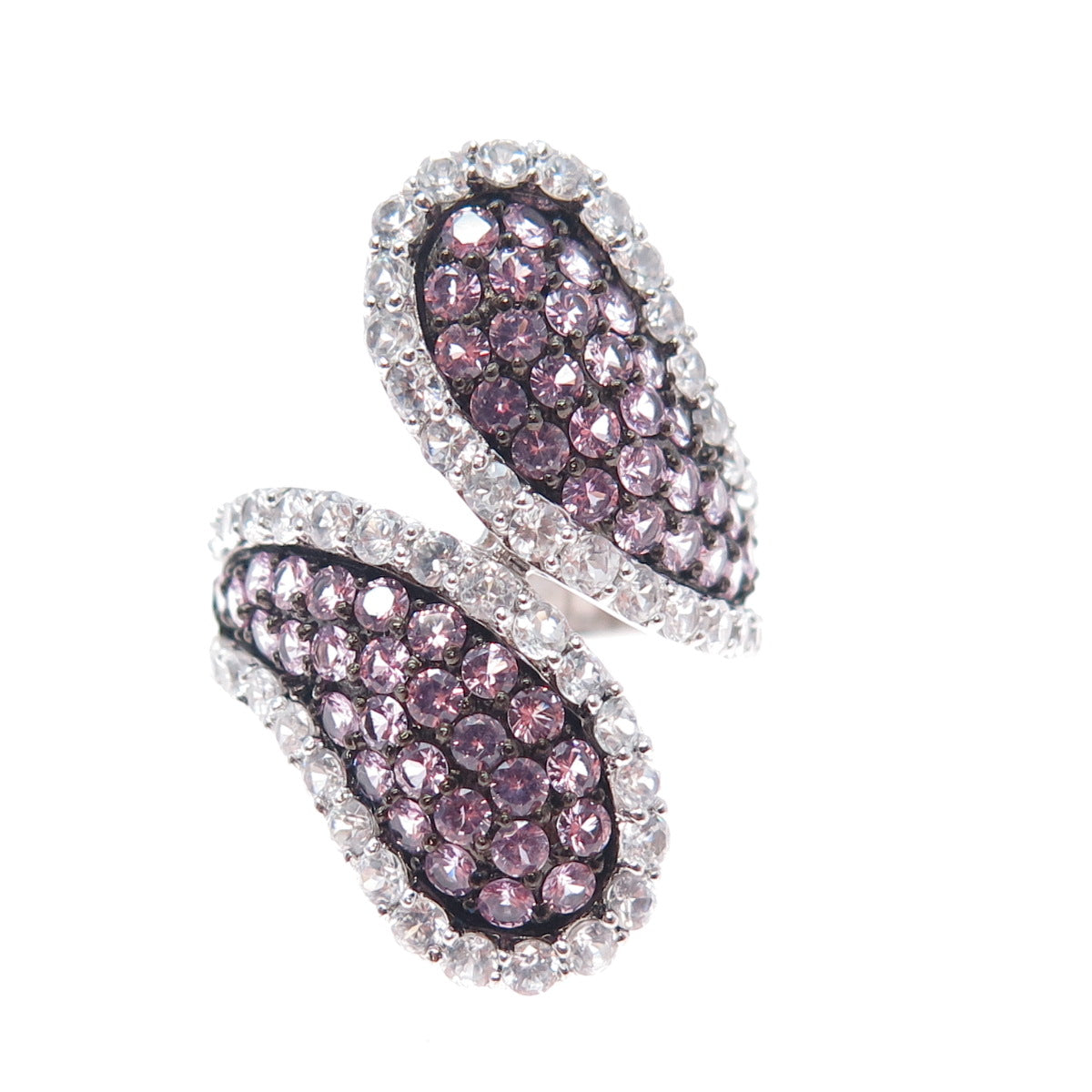 CLYDE DUNEIER 925 Sterling Silver Real Lavender & White Sapphire Ring Size 7.25