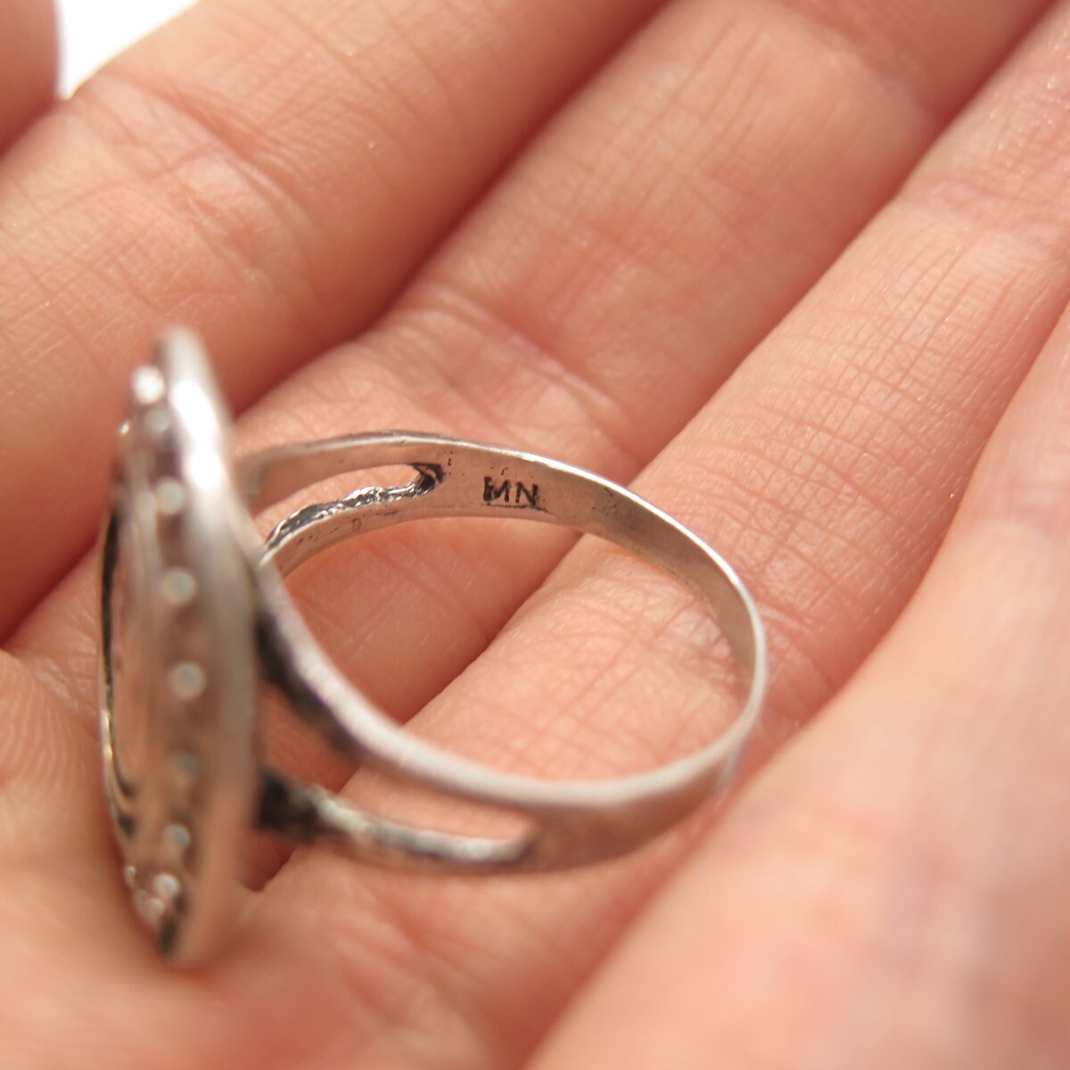 925 Sterling Silver Vintage Modernist Ring Size 9