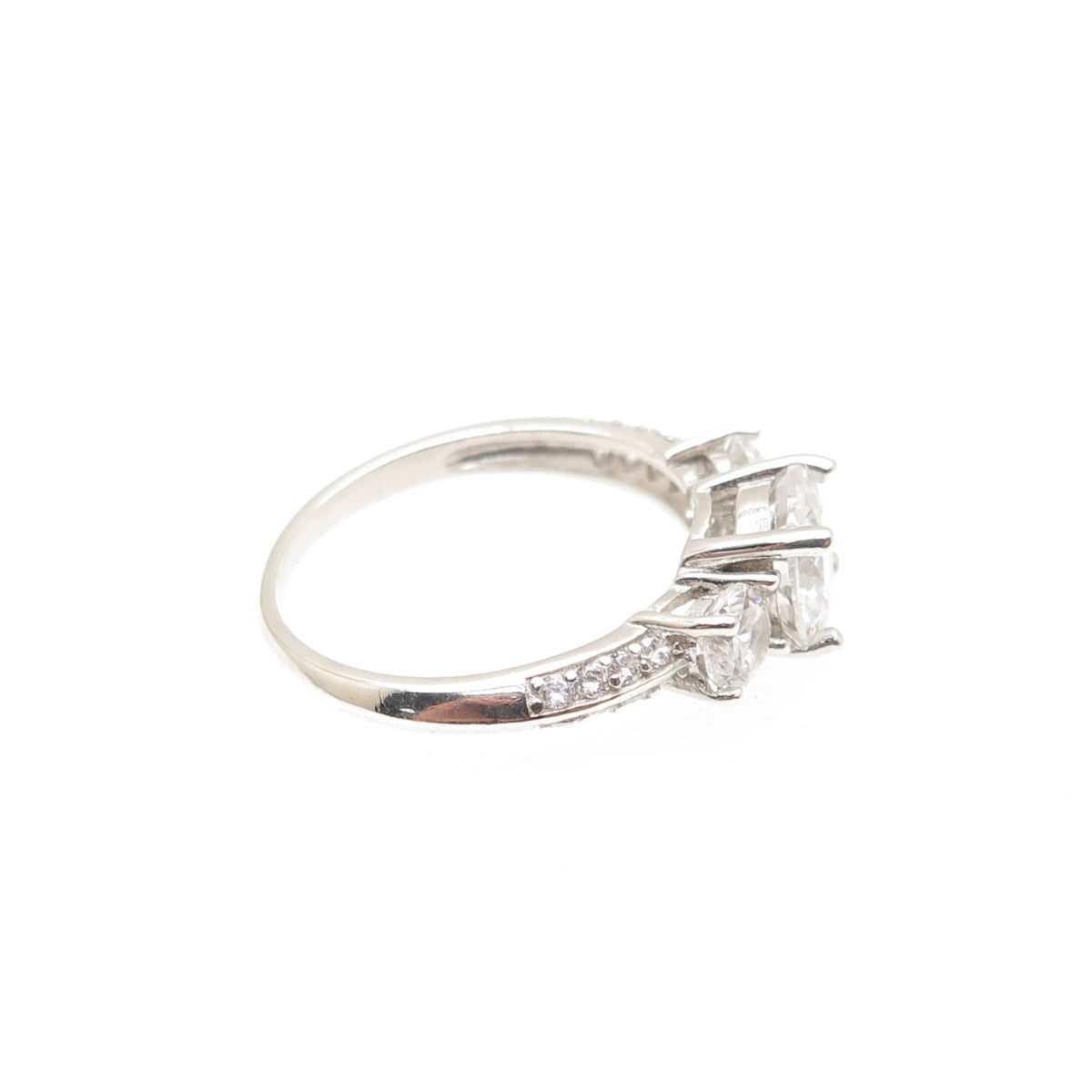925 Sterling Silver Round-Cut C Z Engagement Ring Size 5.75