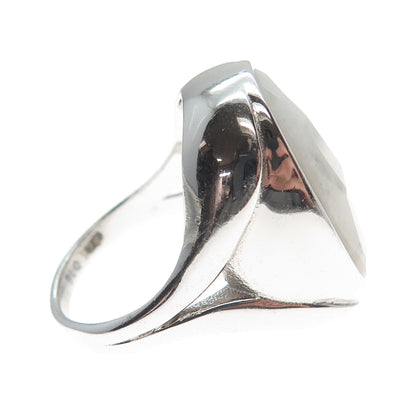 BLQ Basiq Jewelry 925 Sterling Silver Real Moonstone Statement Ring Size 7.75