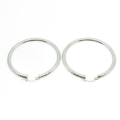 HAN 925 Sterling Silver Diamond-Cut Hoop Earrings