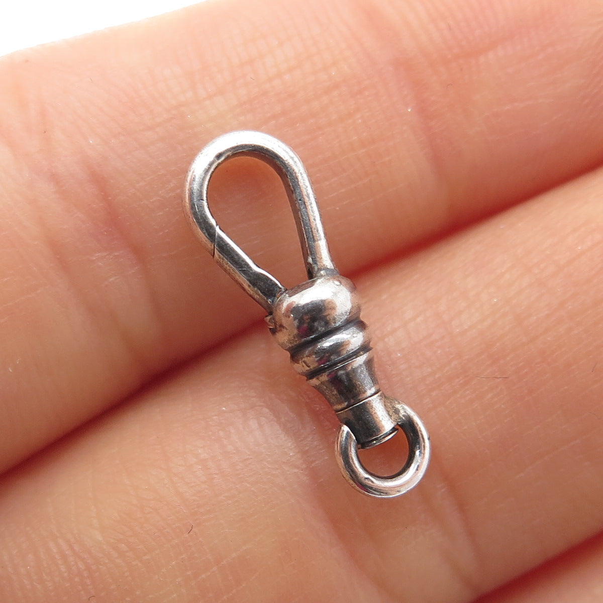 Old Stock 925 Sterling Silver Antique Bracelet / Necklace Carabiner Lobster Lock