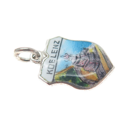 FRITZ REU & CO. 800 Silver Vintage Enamel Koblenz Minimalist Charm Pendant