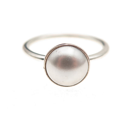 Pandora 925 Sterling Silver Faux Pearl Droplet Ring Size 6