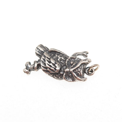 Shube 925 Sterling Silver Vintage Wise Owl Oxidized Charm Pendant