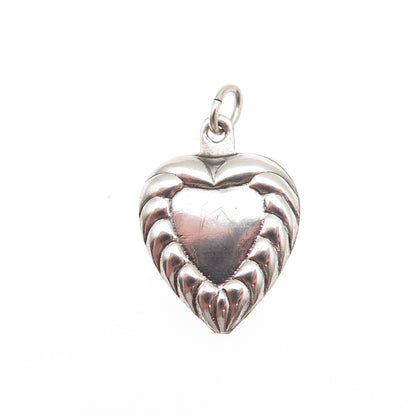925 Sterling Silver Antique Art Deco Chatelaine Heart Mini Charm Pendant