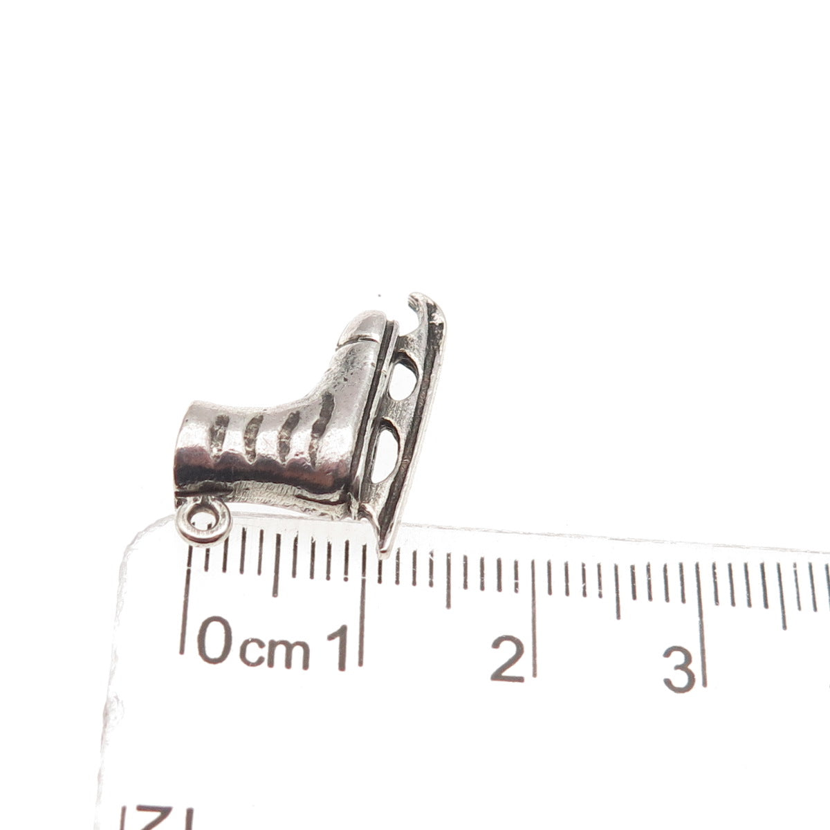 835 Silver Vintage Ice Skate Oxidized Mini Charm Pendant