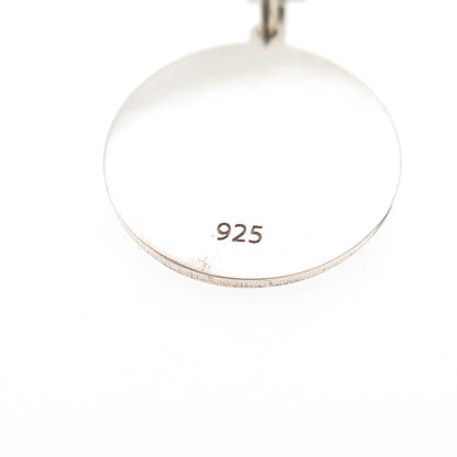 925 Sterling Silver Blue Enamel Skull Round Tag Cable Chain Necklace 18"