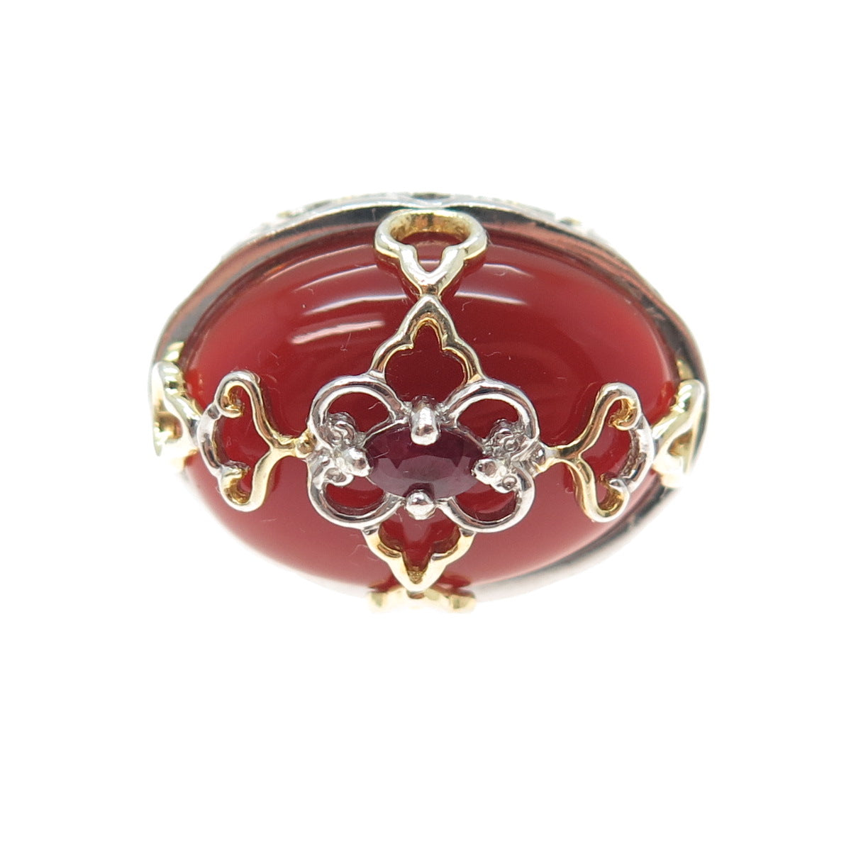 MICHAEL VALITUTTI Gems En Vogue Sterling 2-Tone Carnelian & Ruby Ring Size 5.25