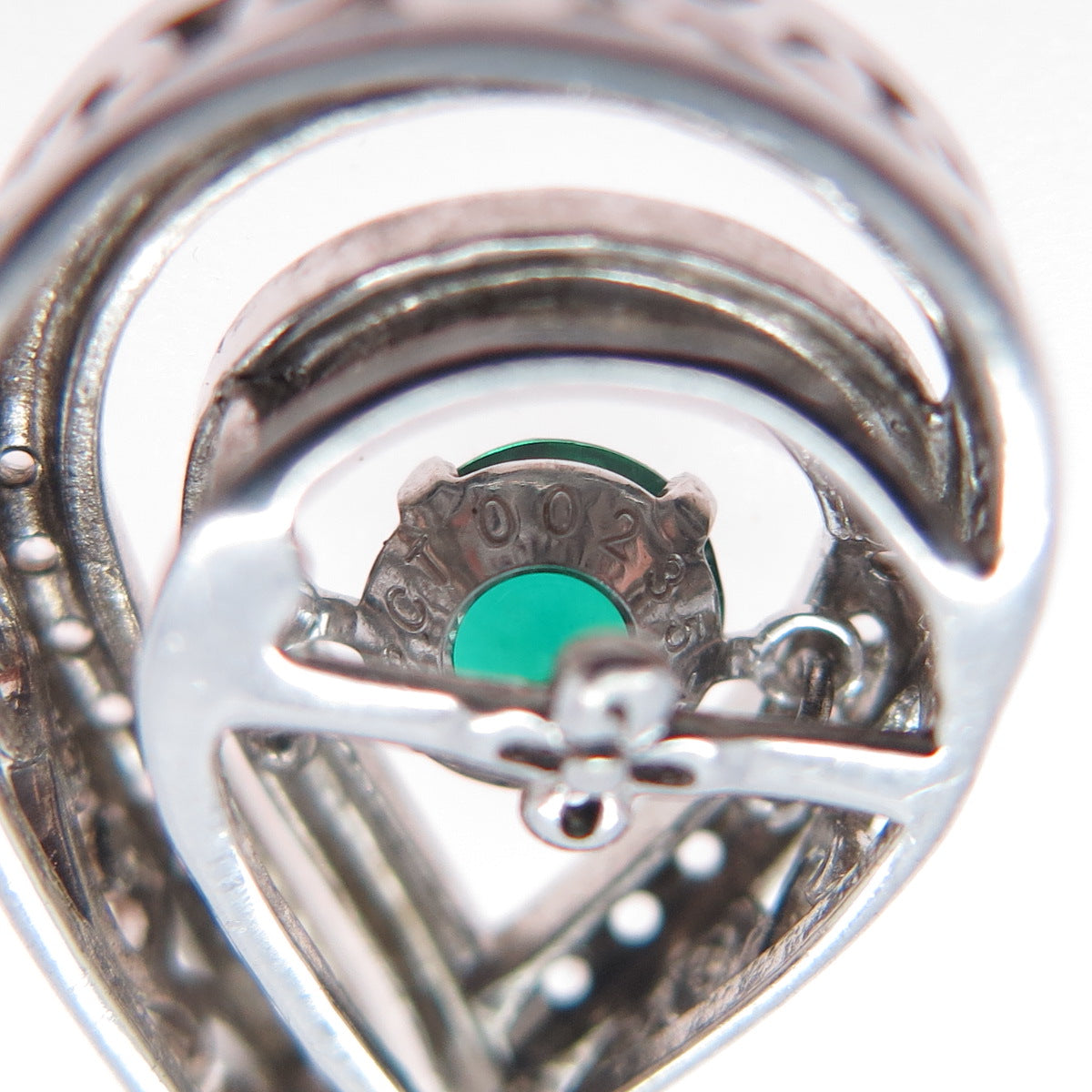 925 Sterling Silver Real Chrome Diopside & White Topaz Teardrop Slide Pendant